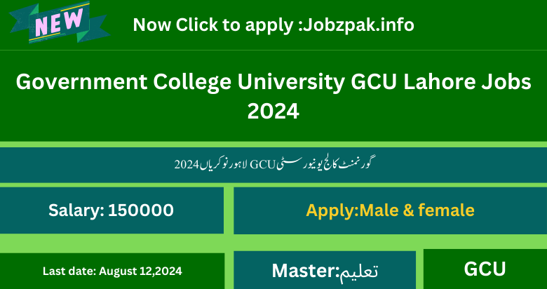 Government College University GCU Lahore Jobs 2024