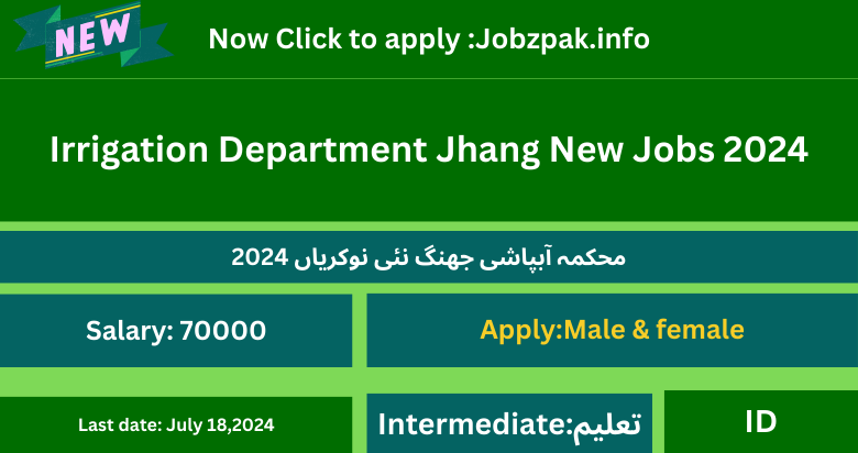 Irrigation Department Jhang New Jobs 2024