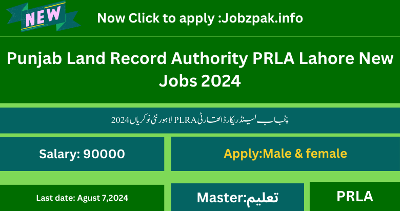 Punjab Land Record Authority PRLA Lahore New Jobs 2024