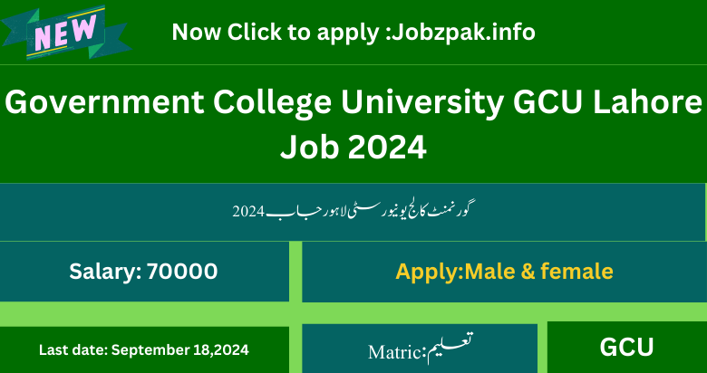 Government College University GCU Lahore Job 2024