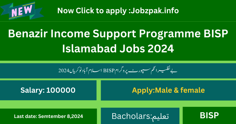 Benazir Income Support Programme BISP Islamabad Jobs 2024