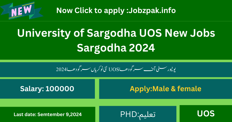 University of Sargodha UOS New Jobs Sargodha 2024