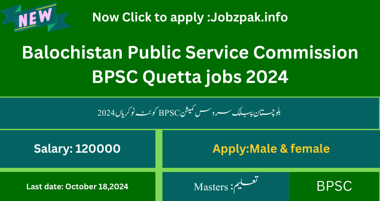 Balochistan Public Service Commission BPSC Quetta jobs 2024