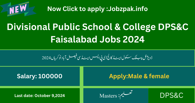 Divisional Public School & College DPS&C Faisalabad Jobs 2024