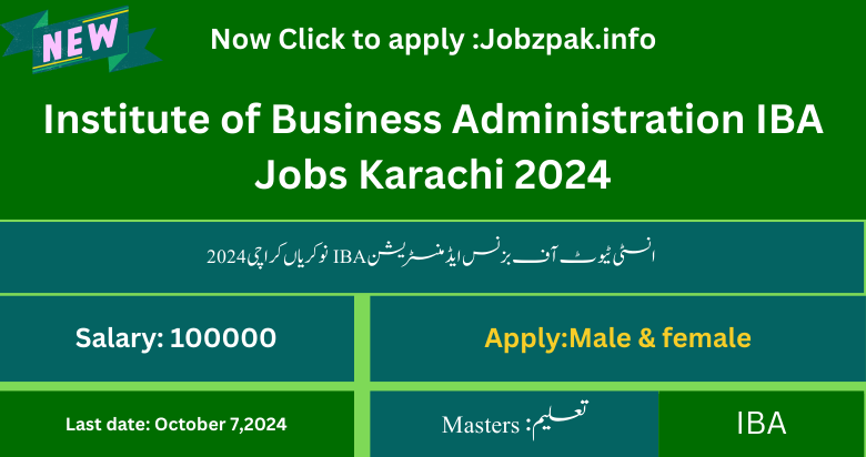 Institute of Business Administration IBA Jobs Karachi 2024