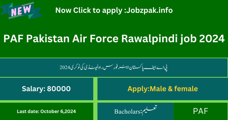 PAF Pakistan Air Force Rawalpindi job 2024