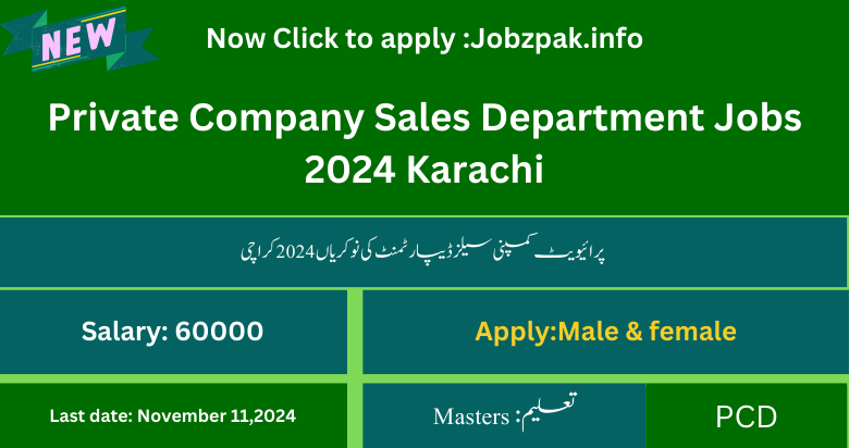 Private Company Sales Department Jobs 2024 Karachi