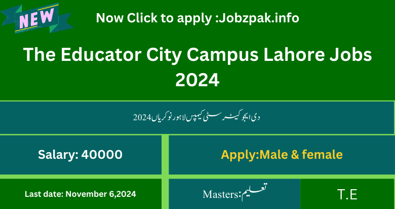 The Educator City Campus Lahore Jobs 2024