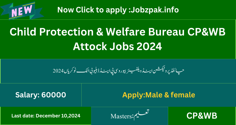 Child Protection & Welfare Bureau CP&WB Attock Jobs 2024