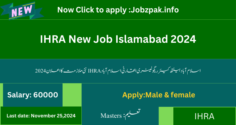 IHRA New Job Islamabad 2024