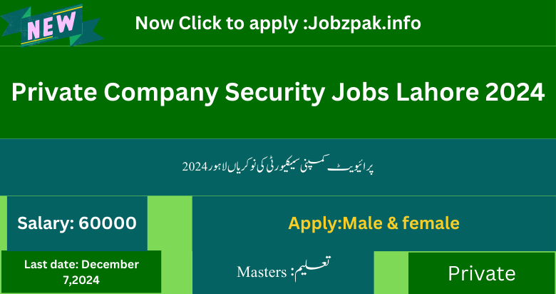 Private Company Security Jobs Lahore 2024