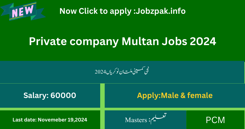 Private company Multan Jobs 2024